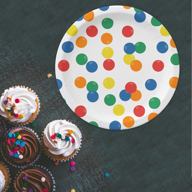 Assiettes En Carton Motif de balle coloré (Colorful Ball Pattern Paper Plates)