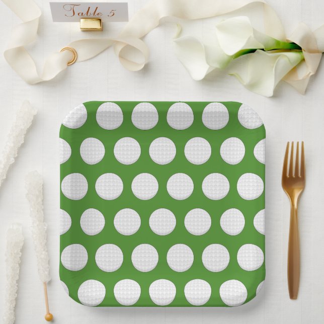 Assiettes En Carton Motif de balle de golf (Mariage)