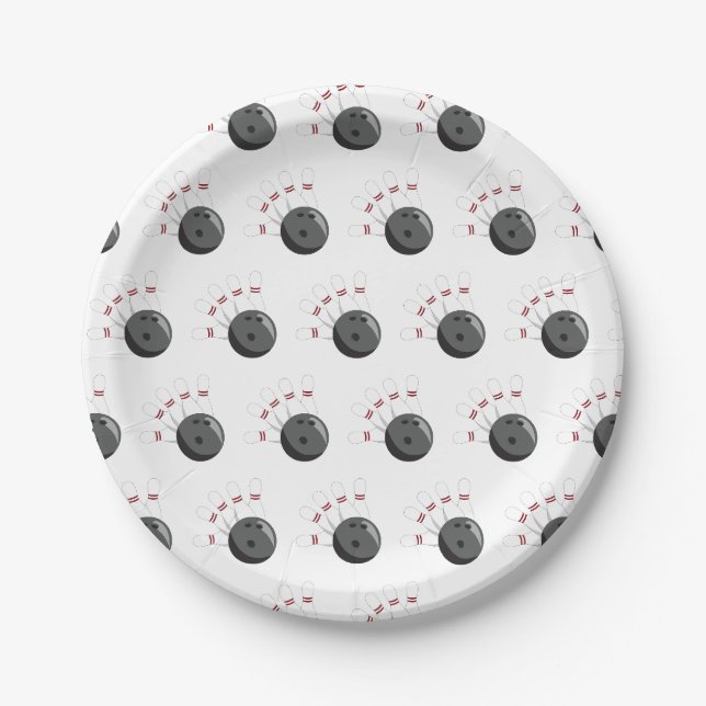 Assiettes En Carton Motif de balle et de broches de Bowling personnali (Devant)