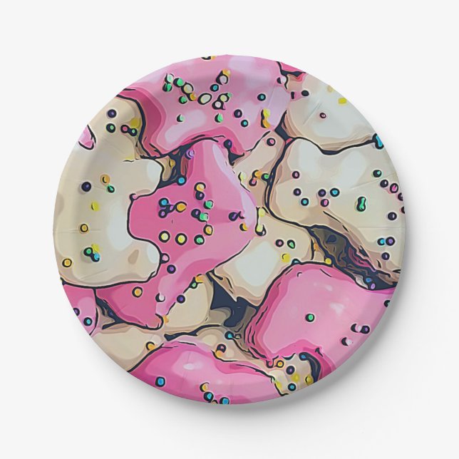Assiettes En Carton Motif de biscuits animaux congelés (Devant)