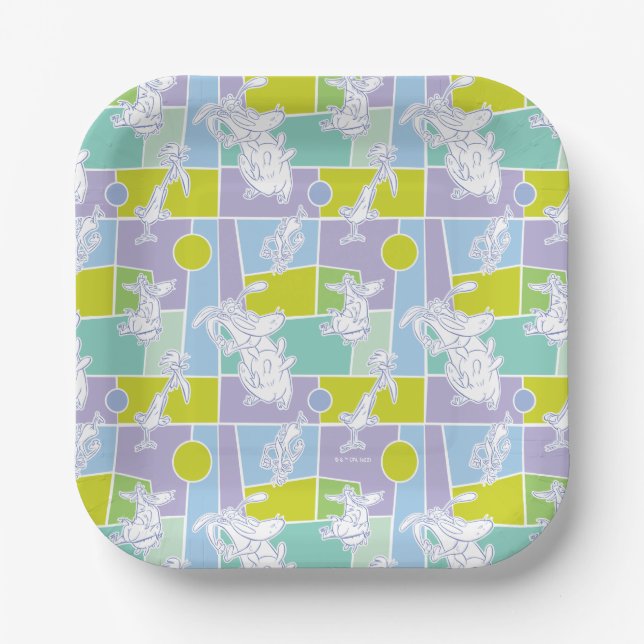 Assiettes En Carton Motif de bloc couleur vache et poulet (Recto)