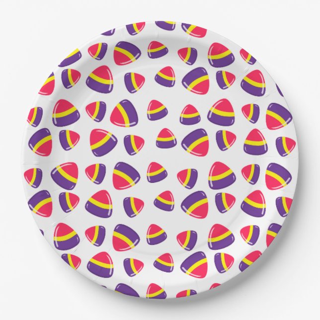 Assiettes En Carton Motif de bonbons d'Halloween (Devant)