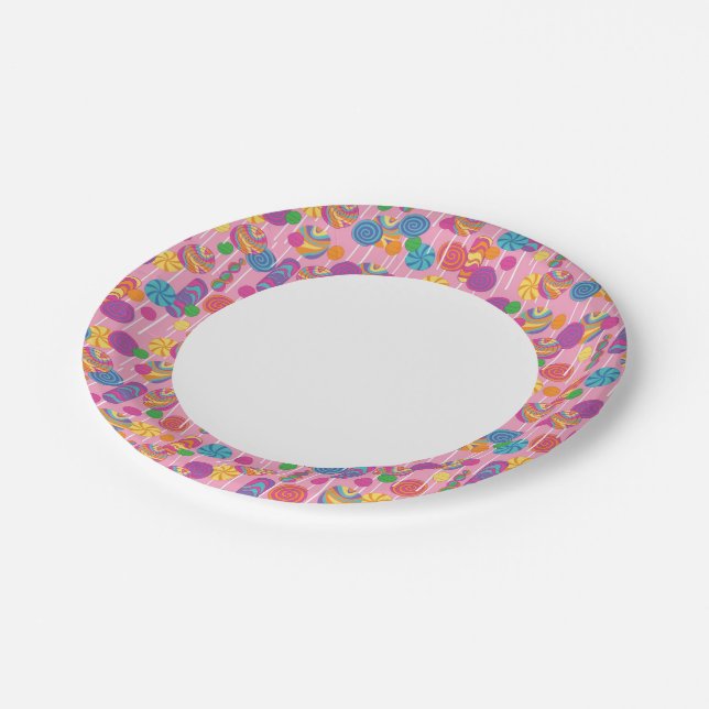 Assiettes En Carton Motif de bonbons Lollipops (Angle)