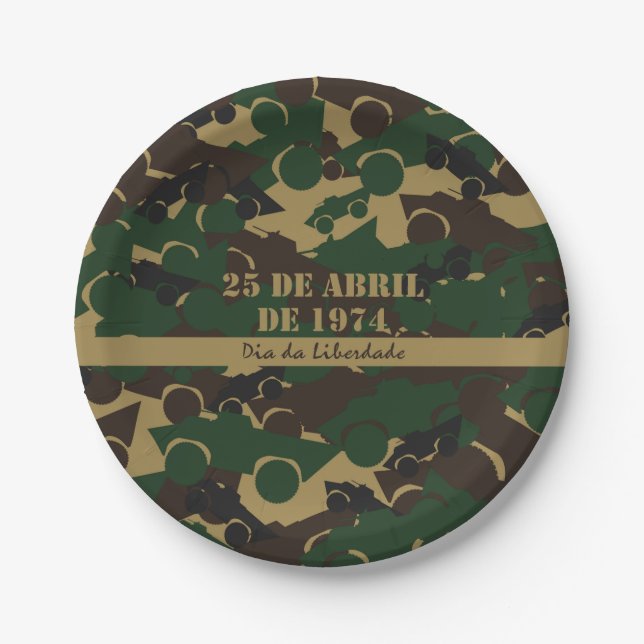 Assiettes En Carton Motif de camouflage de véhicule militaire (Devant)