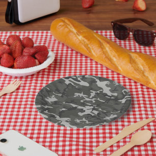 Assiettes En Carton Motif de camouflage gris, motif militaire, armée