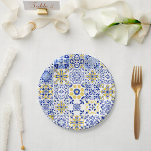 Assiettes En Carton Motif de carreaux portugais