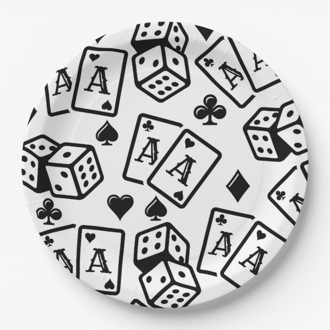 Assiettes En Carton Motif de casino (Devant)