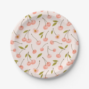 Assiettes En Carton Motif de cerise aquarelle