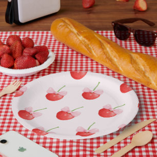 Assiettes En Carton Motif de cerise douce