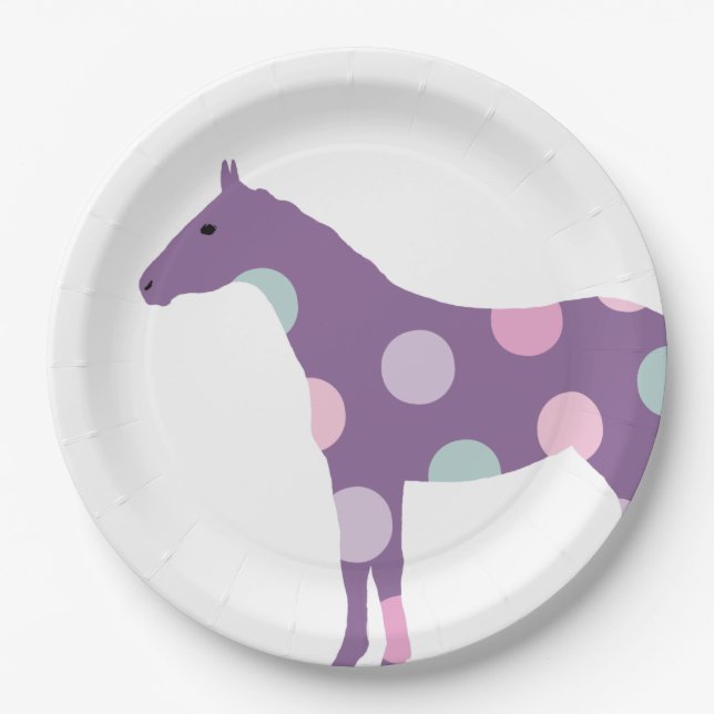 Assiettes En Carton Motif de cheval coloré (Devant)