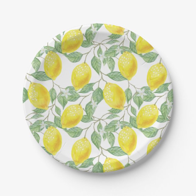 Assiettes En Carton Motif de citronnier (Devant)