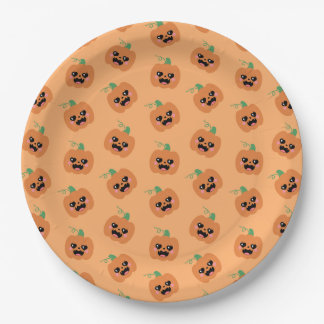 Assiettes En Carton Motif de citrouilles kawaii Halloween