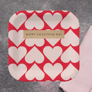 Assiettes En Carton Motif de coeur romantique et rouge moderne