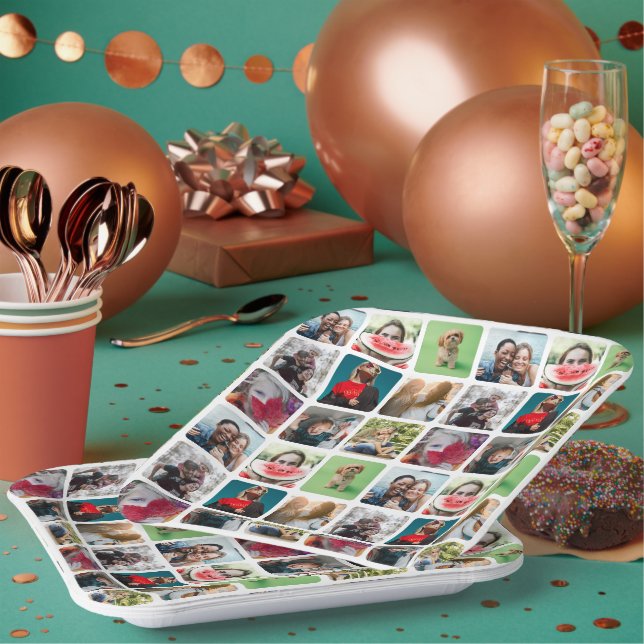 Assiettes En Carton Motif de Collage de photos de Party Keepsaké (Multi)