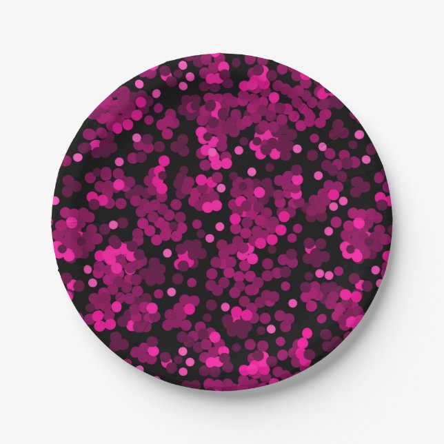 Assiettes En Carton Motif de confetti à pois rose et bordeaux (Devant)