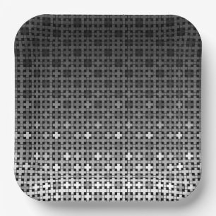 Assiettes En Carton Motif de dégradé géométrique noir et blanc