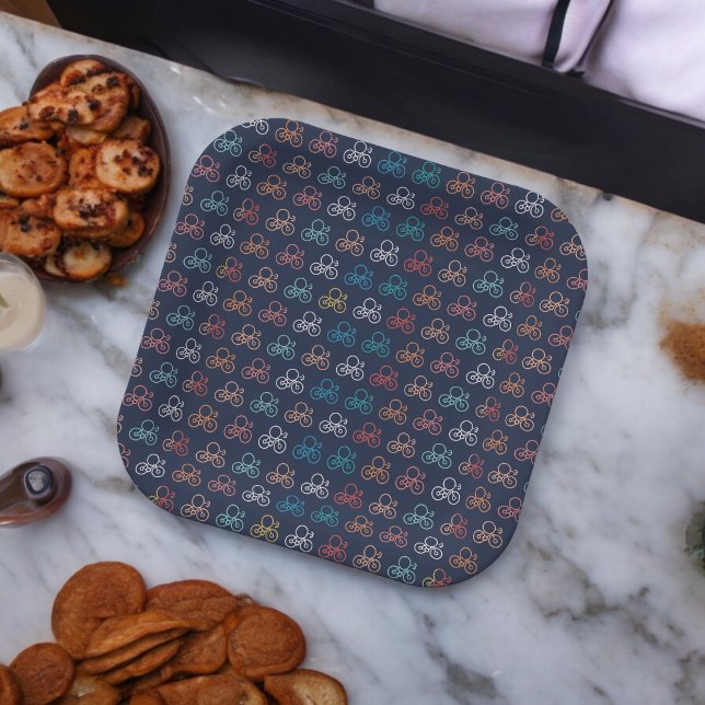 Assiettes En Carton Motif de dessin animé de bicyclette (bicycle kids theme,birthday,wedding,baby shower,special occasion event paper plate party supplies)