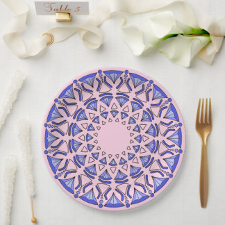 Assiettes En Carton Motif de diamant triangulaire bleu sacré