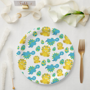 Assiettes En Carton Motif De Dinosaures, Dinosaures Mignons, Baby Dino