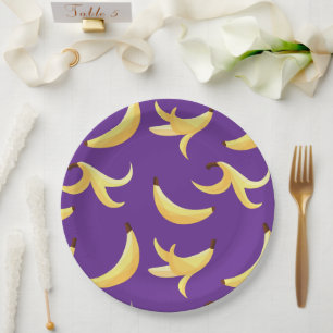 Assiettes En Carton Motif de fête drôle de jeux de mots sur la banane,
