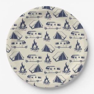 Assiettes En Carton Motif de feu de camp RV Camper