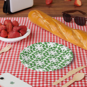 Assiettes En Carton Motif de feuille, motif de feuilles, feuilles vert