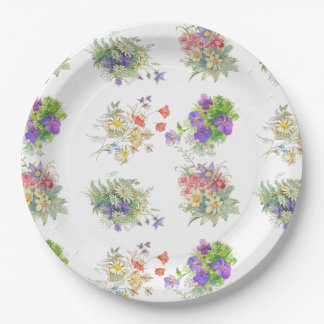 Assiettes En Carton Motif de fleurs de forêt à l'aquarelle