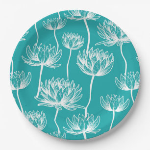 Assiettes En Carton Motif de fleurs Lotus