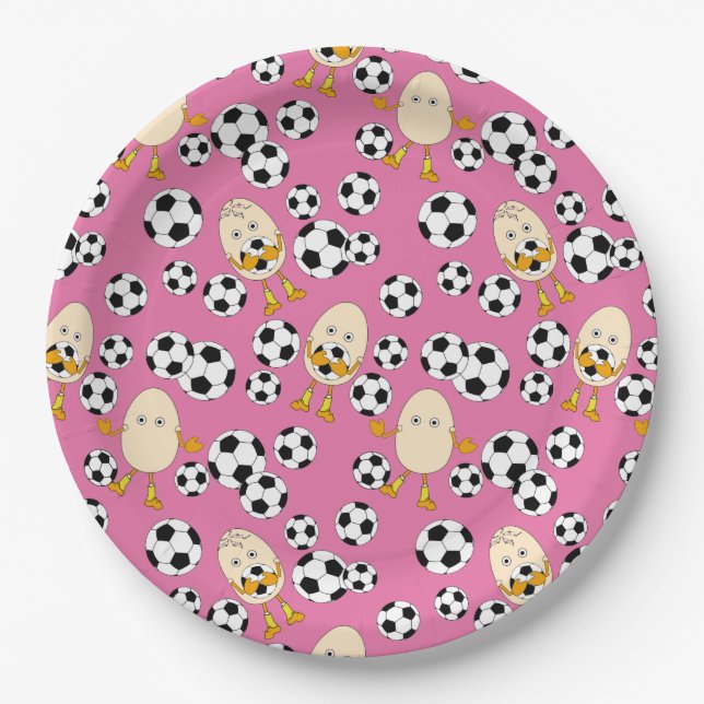 Assiettes En Carton Motif de football Egghead (Devant)