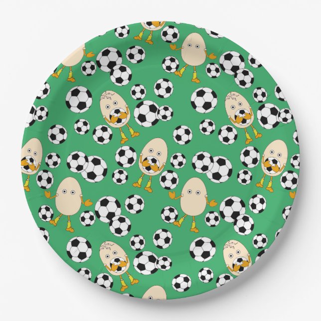 Assiettes En Carton Motif de football Egghead (Devant)