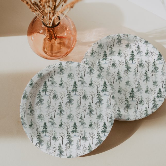 Assiettes En Carton Motif de forêt de résineux de Timber Grove (Créateur téléchargé)