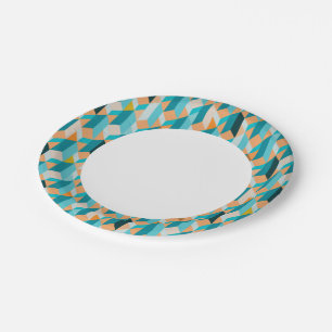 Assiettes En Carton Motif De Formes Turquoises Et Oranges