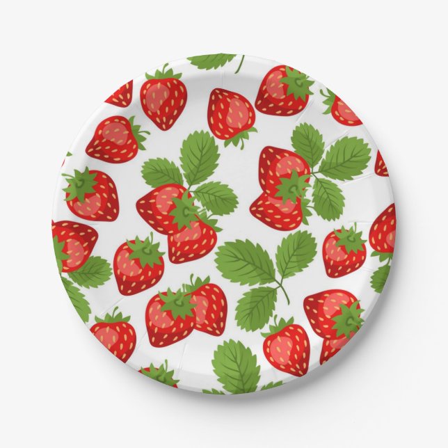 Assiettes En Carton Motif de fraises (Devant)