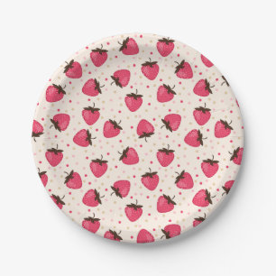 Assiettes En Carton Motif de fraises roses mignonnes et fillettes