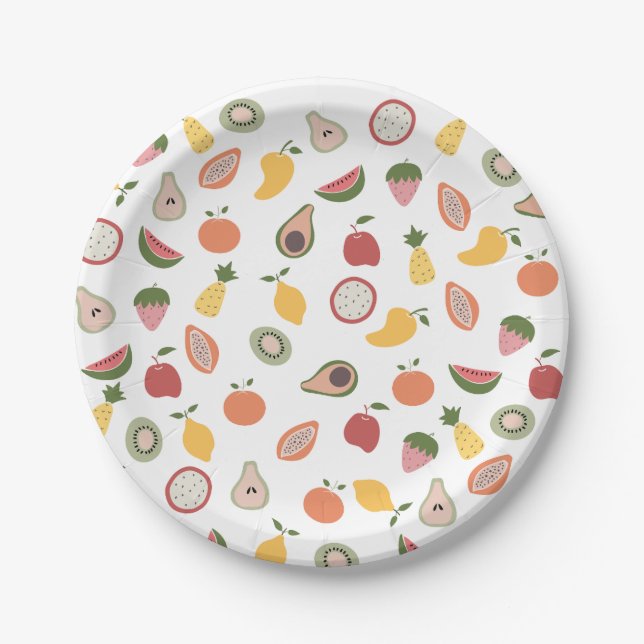 Assiettes En Carton Motif de fruits rustiques (Devant)
