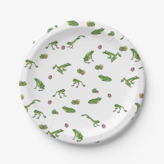Assiettes En Carton Motif de grenouille verte mignonne (Devant)