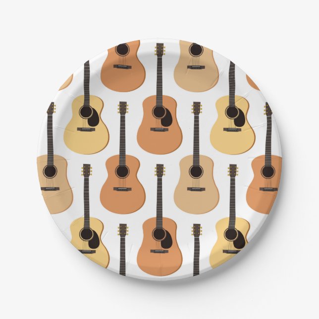 Assiettes En Carton Motif de guitares acoustiques (Devant)