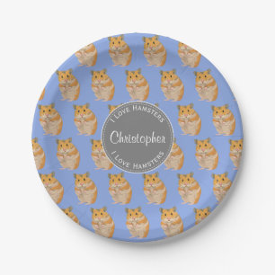 Assiettes En Carton Motif de hamster de hamsters d'amour du bleu I