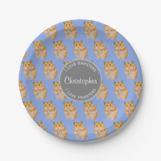 Assiettes En Carton Motif de hamster de hamsters d'amour du bleu I