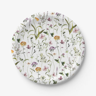 Assiettes En Carton Motif de jardin de fleurs sauvages 