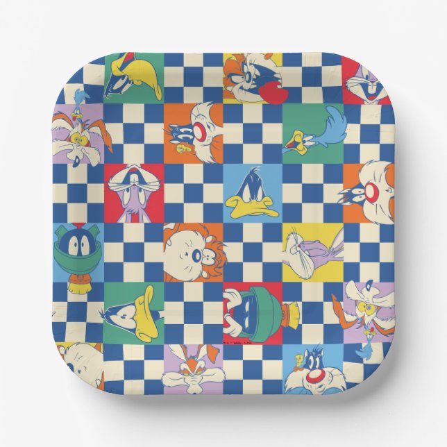 Assiettes En Carton Motif de jeton couleur LOONEY TUNES™ Checker (Recto)