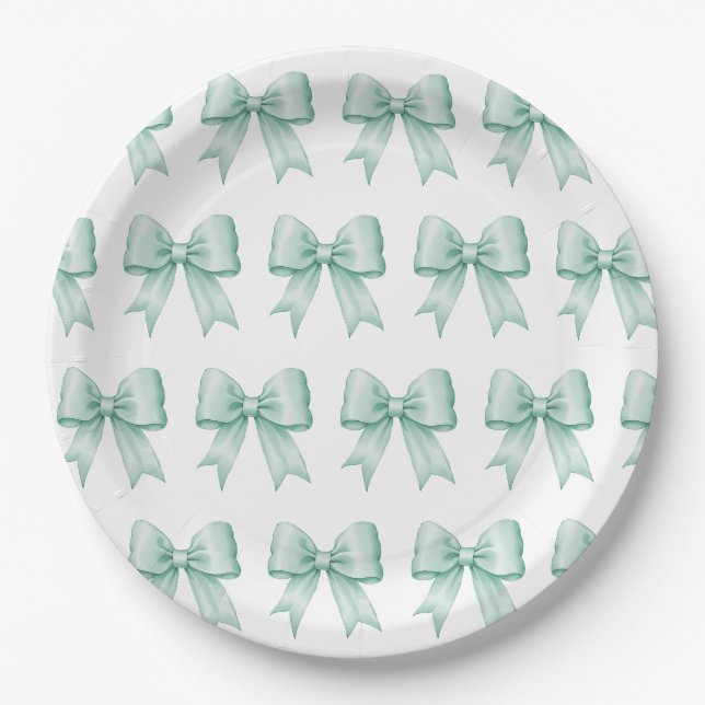 Assiettes En Carton Motif de la boîte de satin Vintage Mint Green (Devant)
