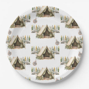 Assiettes En Carton Motif de la fête Anniversaire de enfant Camping Ad