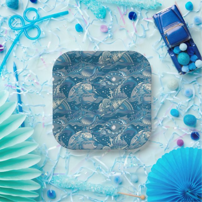 Assiettes En Carton Motif de la mer tropicale (Fête)