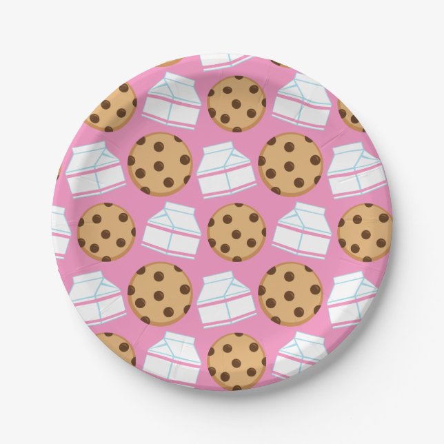 Assiettes En Carton Motif de lait et de biscuits (Devant)