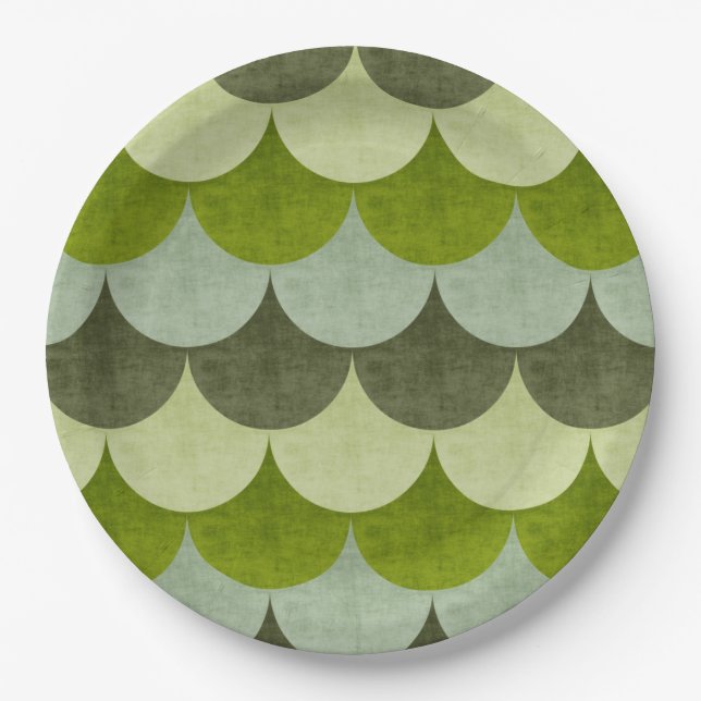 Assiettes En Carton Motif de l'échelle de dragon à bascule vert (Devant)