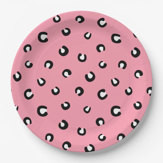 Assiettes En Carton Motif de léopard rose (Devant)