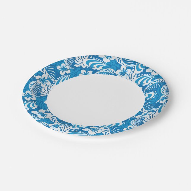Assiettes En Carton Motif de l'Hibiscus tropical (Angle)