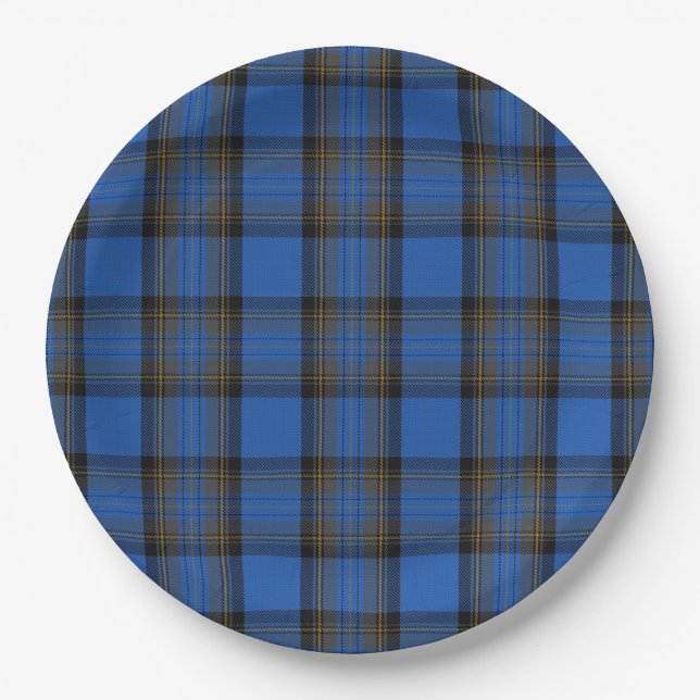 Assiettes En Carton  Motif de l'île de Skye Blue Tartan Plaid (Devant)