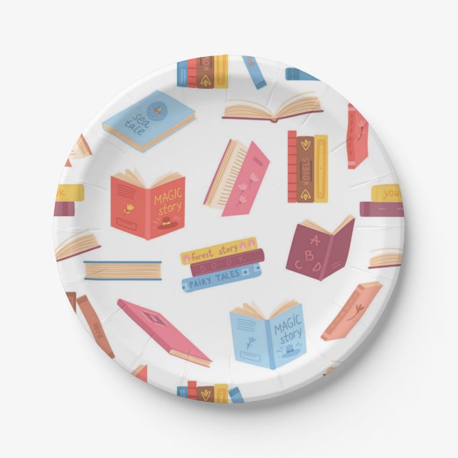 Assiettes En Carton Motif de livre (Devant)